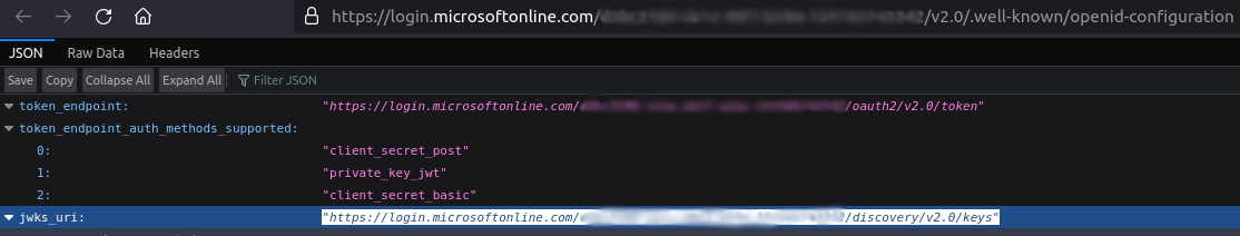 Entra ID JWKS URI